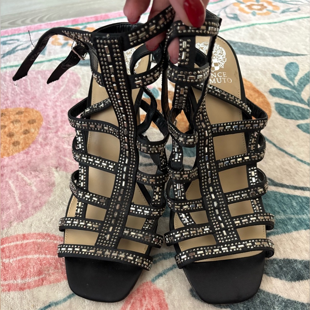 Vince Camuto Pascala Black Studded Heels